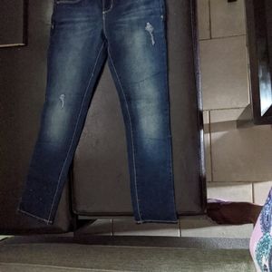 Woman dark blue jean pants